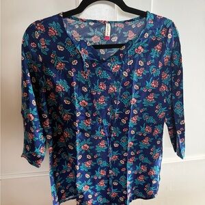 Navy Floral Women's Blouse